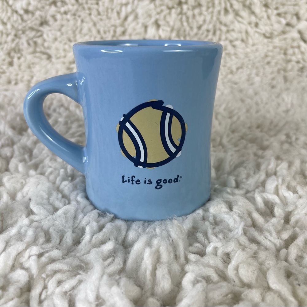 Life Is Good Baseball Blue Coffee Mug